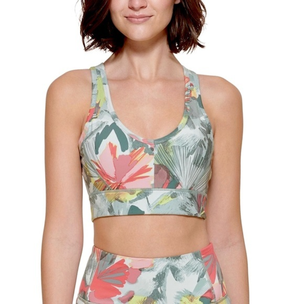 CALVIN KLEIN PERFORMANCE CUTOUT - BLACK MEDIUM- IMPACT‎ LONGLINE SPORTS BRA